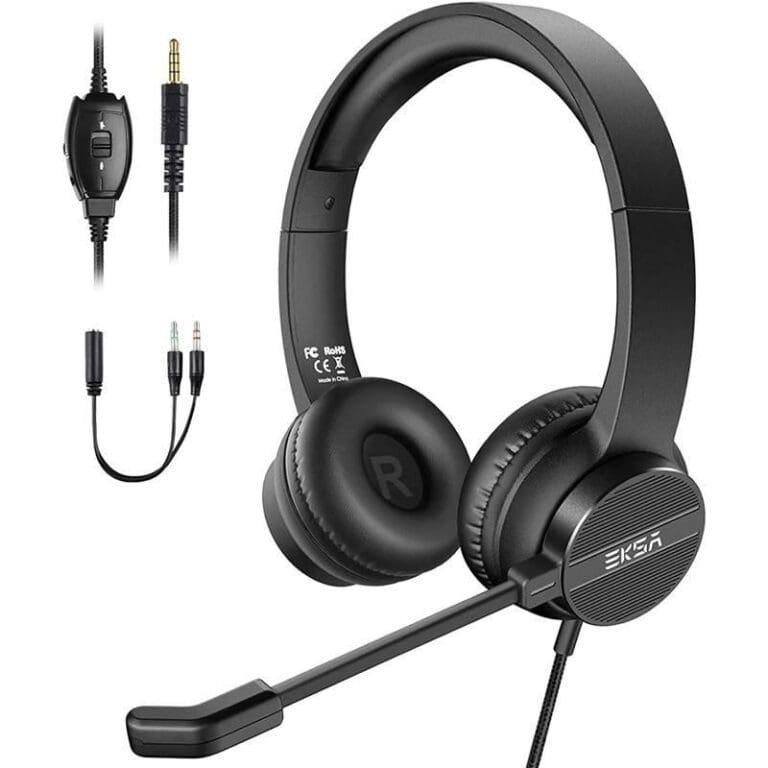 Casque Micro EKSA H12 avec Bouton de Muet, Contrôle du Volume, Idéal pour Réunion, Visioconférence, Télétravail, Bureau,