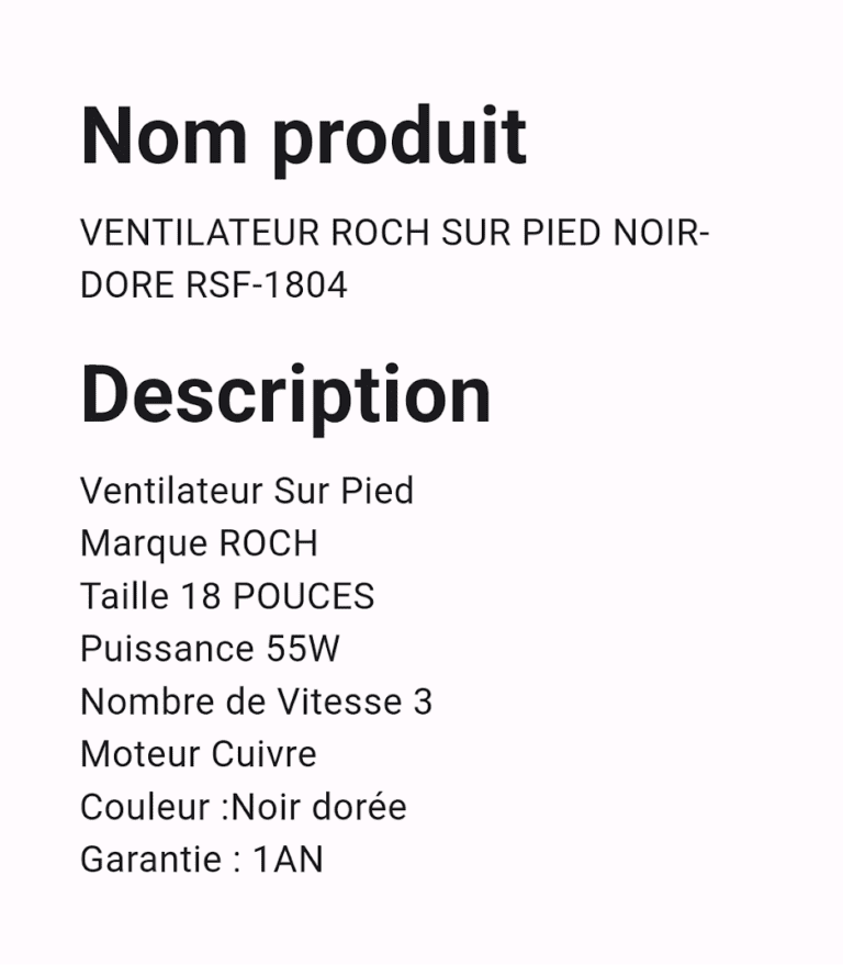 VENTILATEUR ROCH SUR PIED NOIR DORE RSF 1804 – Image 2