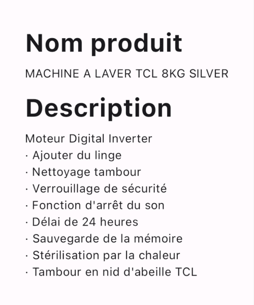 MACHINE A LAVER TCL 8KG SILVER – Image 3