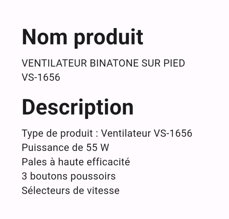 VENTILATEUR BINATONE SUR PIED VS 1656 – Image 2