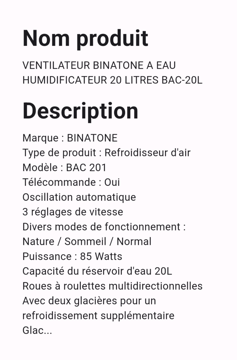 VENTILATEUR BINATONE A EAU HUMIDIFICATEUR 20 LITRES BAC 20L – Image 3