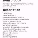 REFRIGERATEUR SOLSTAR 2 PORTES VITRINE VERTICAL VC  9000 – Image 2