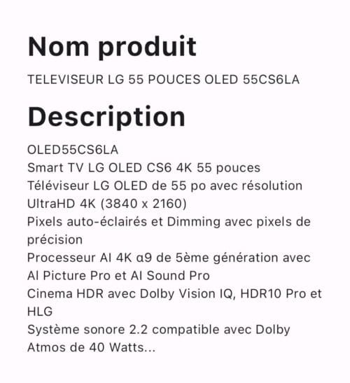 TELEVISEUR LG 55 POUCES OLED 55CS6LA – Image 2