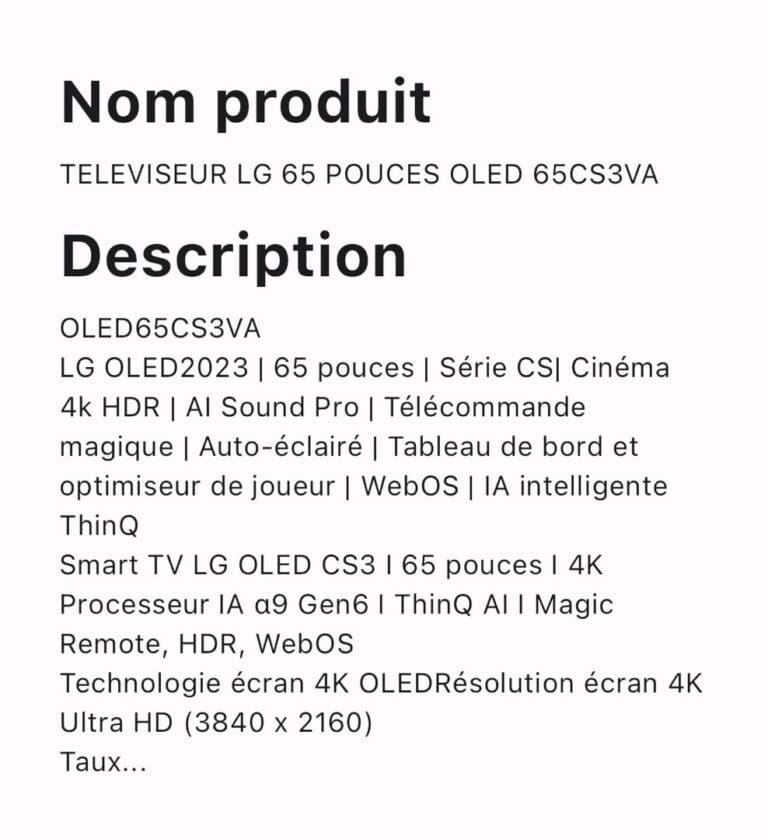 TELEVISEUR LG 65 POUCES OLED 65CS3VA – Image 5