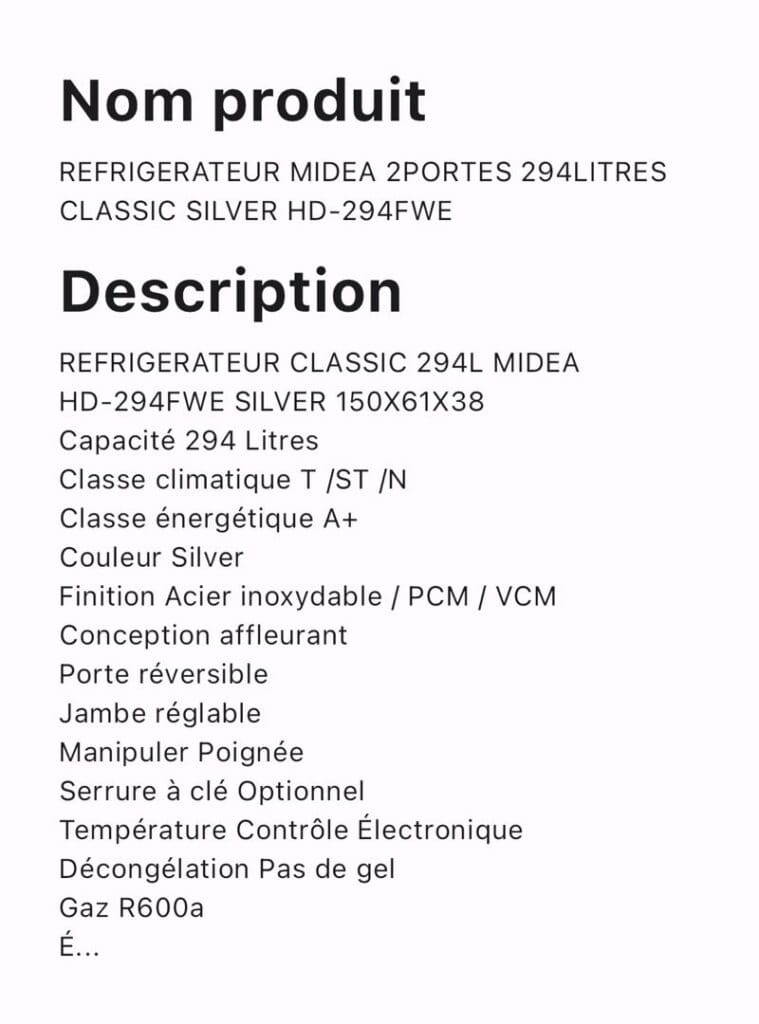 REFRIGERATEUR MIDEA 2PORTES 294LITRES CLASSIC SILVER HD 294FWE – Image 3