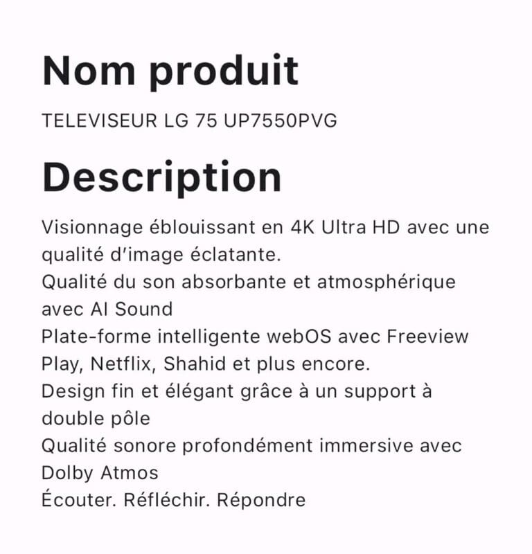 TELEVISEUR LG 75 UP7550PVG – Image 2