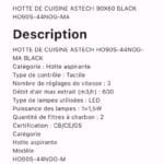 HOTTE DE CUISINE ASTECH 90X60 BLACK HO90S  44NOG  MA – Image 2