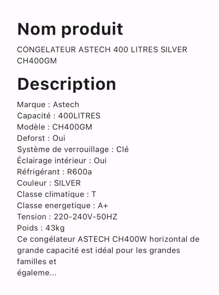 CONGELATEUR ASTECH 400 LITRES SILVER CH400GM – Image 2