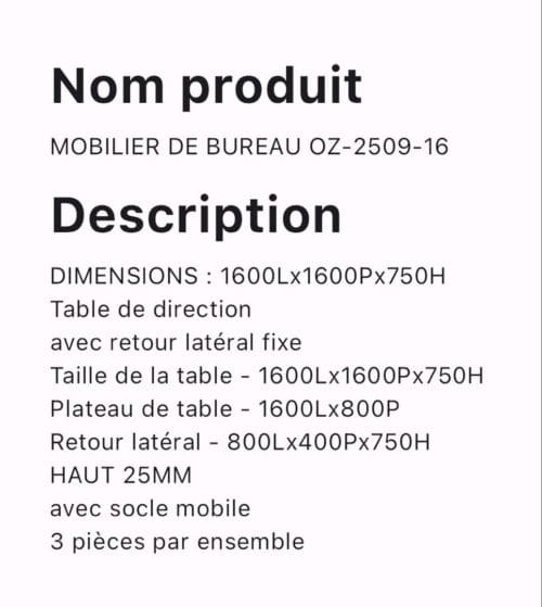 MOBILIER DE BUREAU OZ 2511 18 – Image 2