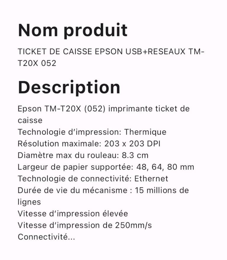 TICKET DE CAISSE EPSON USB+RESEAU TM T20X052 – Image 2