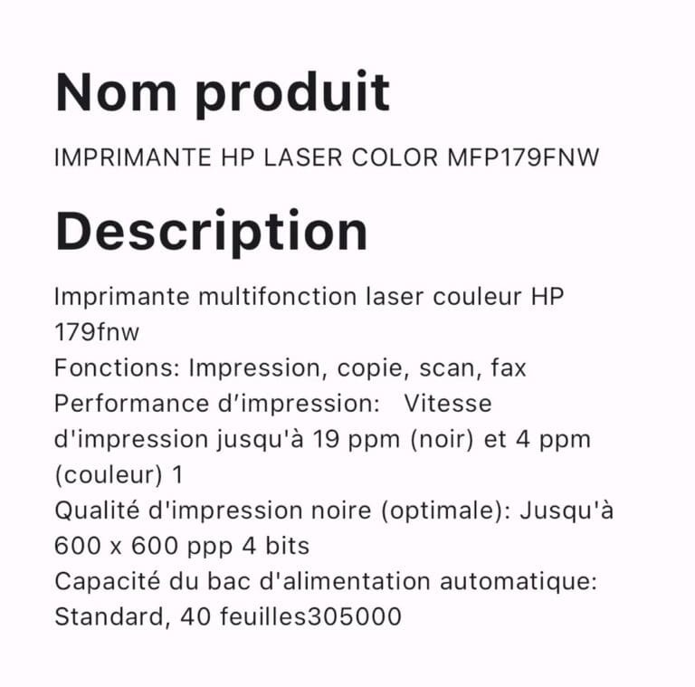 IMPRIMANTE HP LASER COLOR MFP179FNW – Image 5