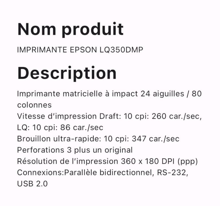 IMPRIMANTE EPSON LQ350DMP – Image 3