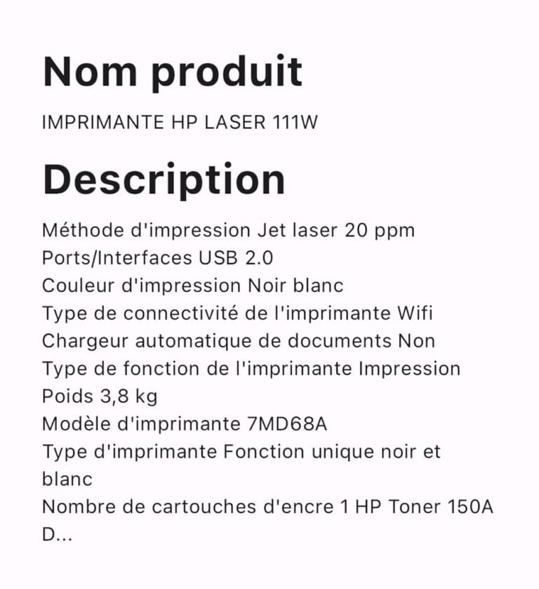 IMPRIMANTE HP LASER 111W – Image 6