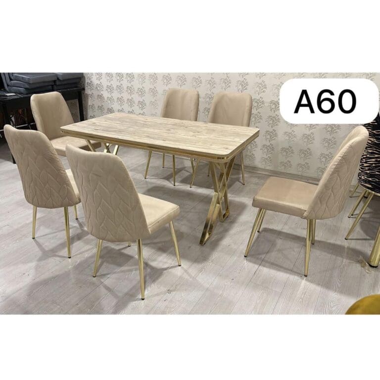 TABLE A MANGER 6 PLACES 80X140 METAL BEIGE A60