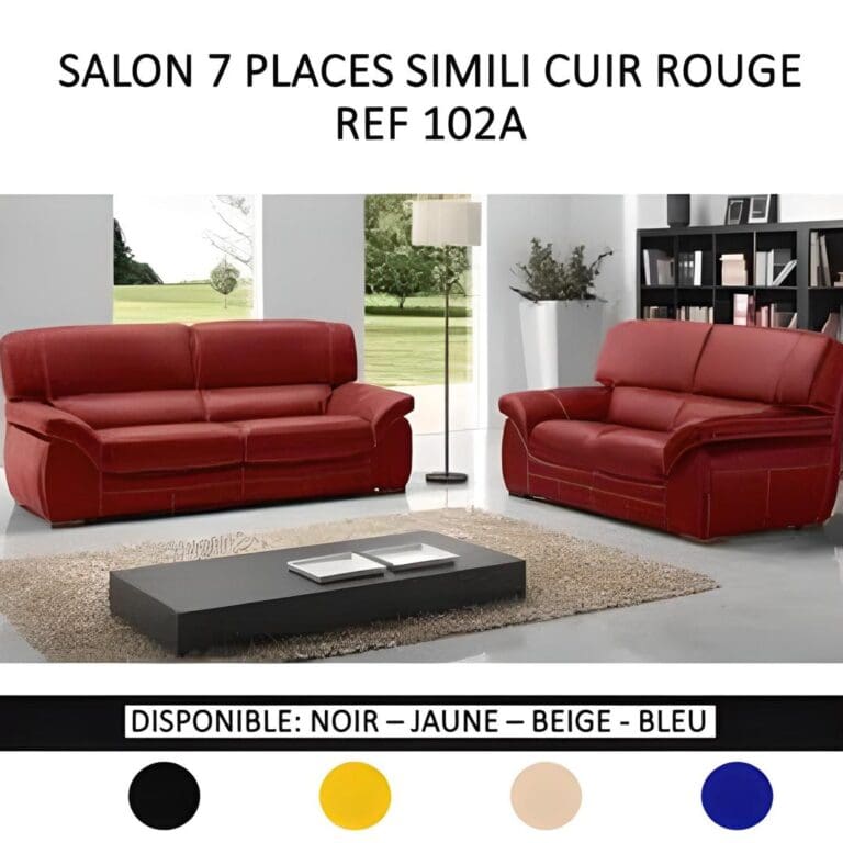 SALON SIMILI CUIR 7 PLACES (COULEUR AU CHOIX) 102A