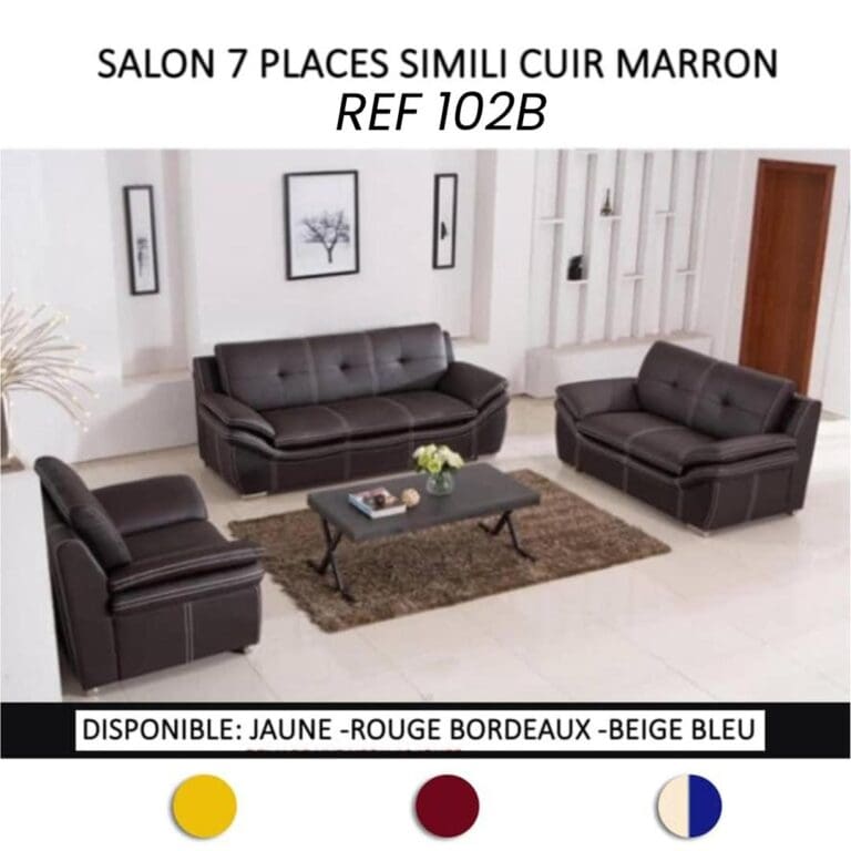 SALON SIMILI CUIR 7 PLACES (COULEUR AU CHOIX) 102B