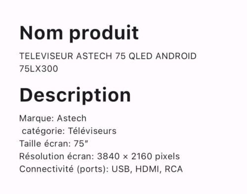 TELEVISEUR ASTECH 75 QLED ANDROID 75LX300 – Image 2