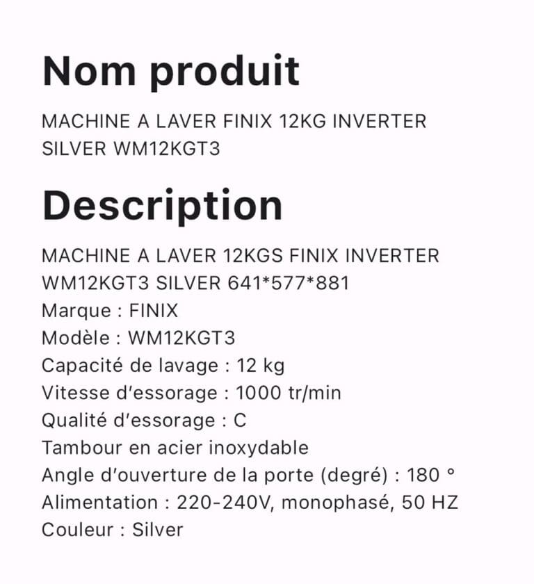 MACHINE A LAVER FINIX 12KG INVERTER SILVER WM12KGT3 – Image 3