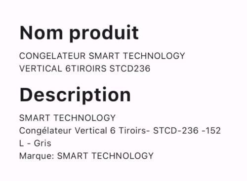 CONGELATEUR SMART TECHNOLOGY VERTICAL 6TIROIRS STCD236 – Image 2