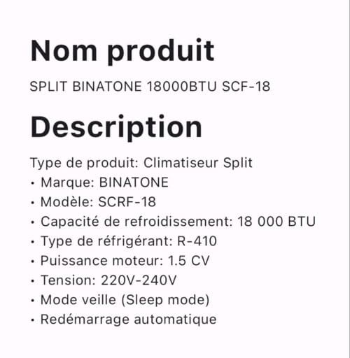 SPLIT BINATONE 18000BTU SCF-18 – Image 2