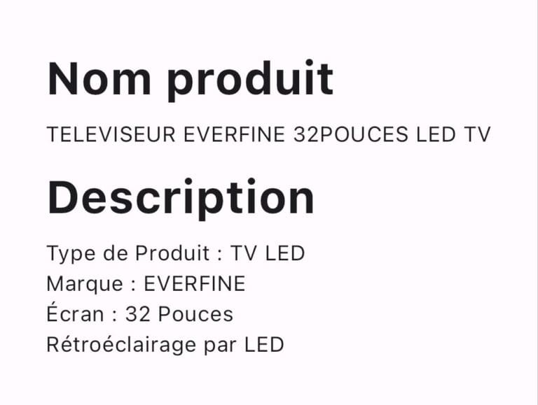 TELEVISEUR EVERFINE 32 POUCES LED TV – Image 2