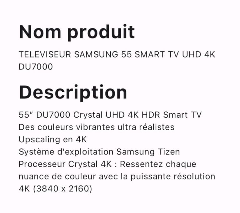 TELEVISEUR SAMSUNG 55SMART TV UHD 4K DU7000 – Image 2