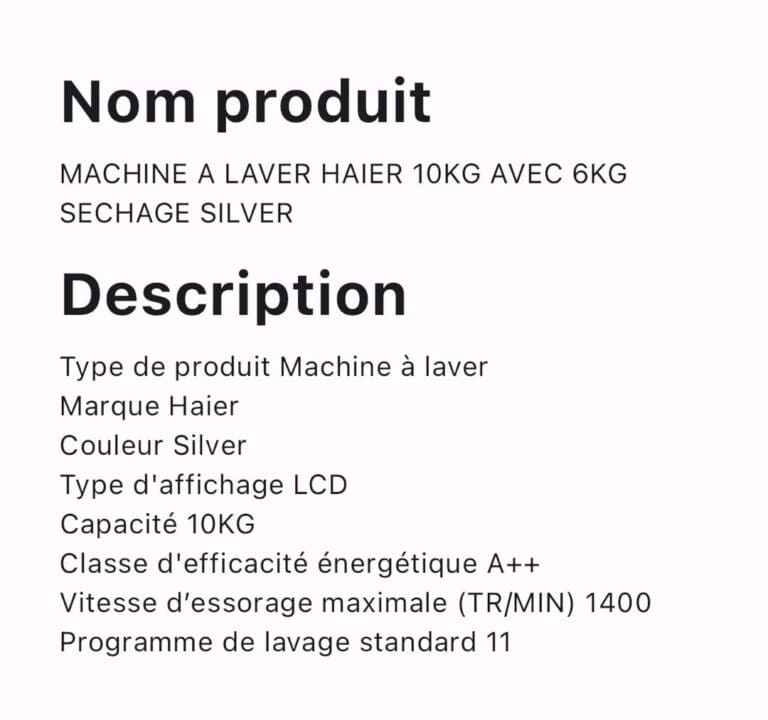 MACHINE A LAVER HAIER 10KG AVEC 6KG SECHAGE SILVER – Image 2