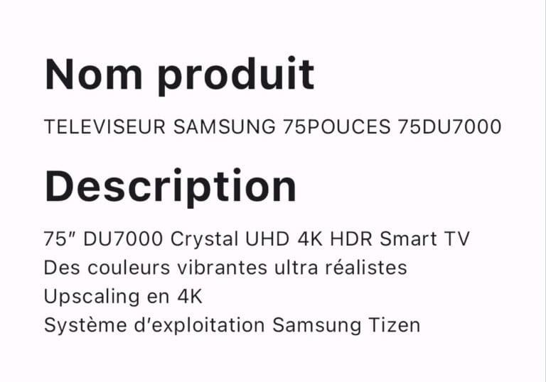 TELEVISEUR SAMSUNG 75POUCES 75DU7000 – Image 2