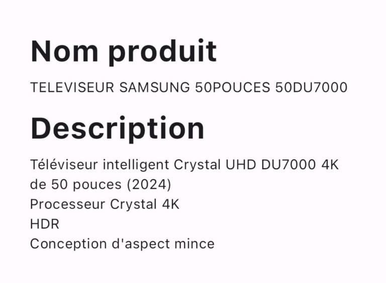 TELEVISEUR SAMSUNG 50POUCES 50DU7000 – Image 2