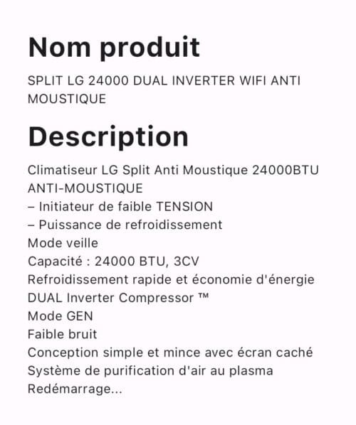 SPLIT LG 24000 DUAL INVERTER WIFI ANTI MOUSTIQUE – Image 2