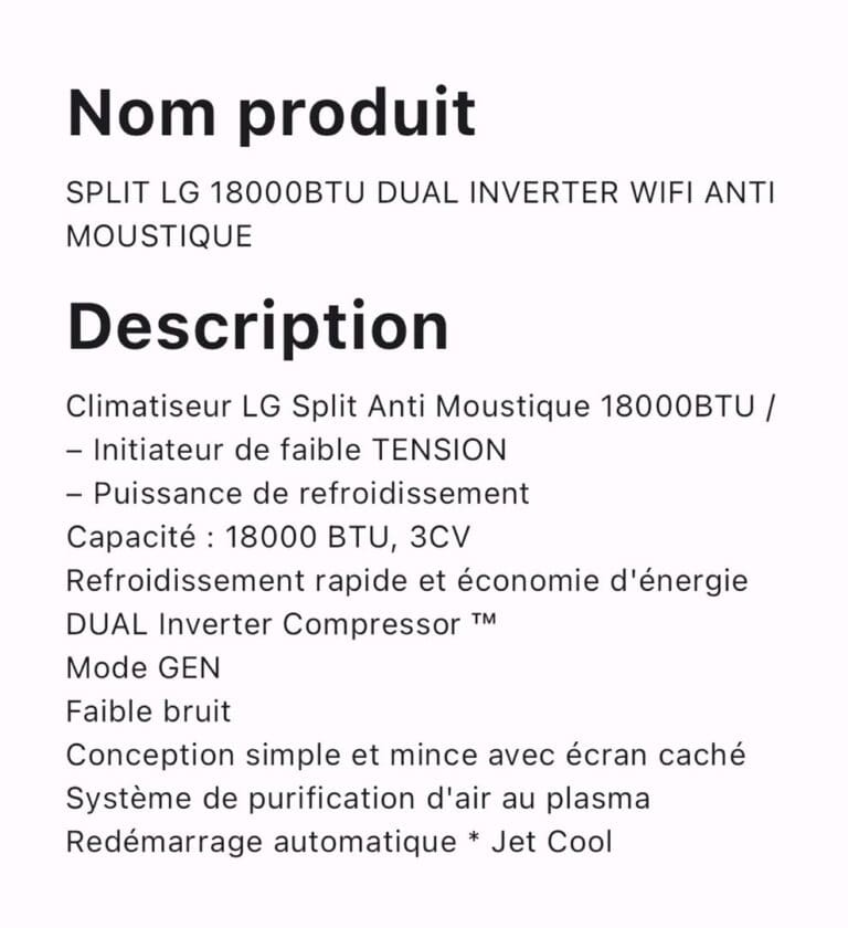 SPLIT LG 18000BTU DUAL INVERTER WIFI ANTI MOUSTIQUE – Image 2