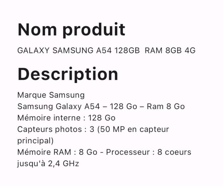 GALAXY SAMSUNG A54 128GB RAM 8GB 4G – Image 2