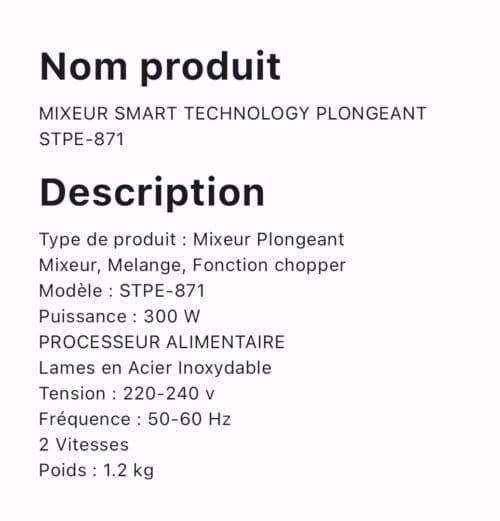 MIXEUR SMART TECHNOLOGY PLONGEANT STPE-871 – Image 2