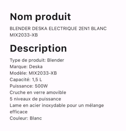 BLENDER DESKA ELECTRIQUE 2EN1 BLANC MIX2033-XB – Image 2