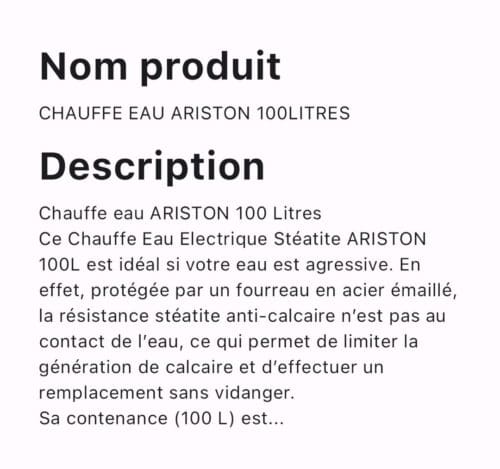 CHAUFFE EAU ARISTON 100LITRES – Image 2