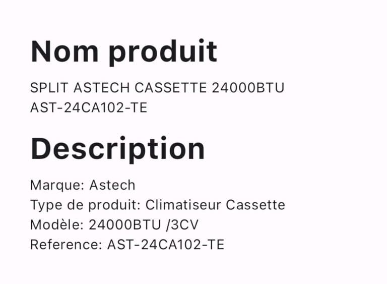 SPLIT ASTECH CASSETTE 24000BTU AST-24C102-TE – Image 2