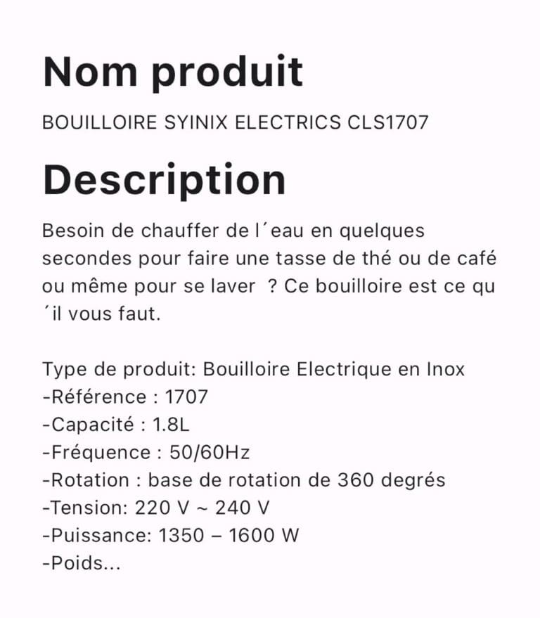 BOUILLOIRE SYINIX ELECTRICS CLS1707 – Image 2