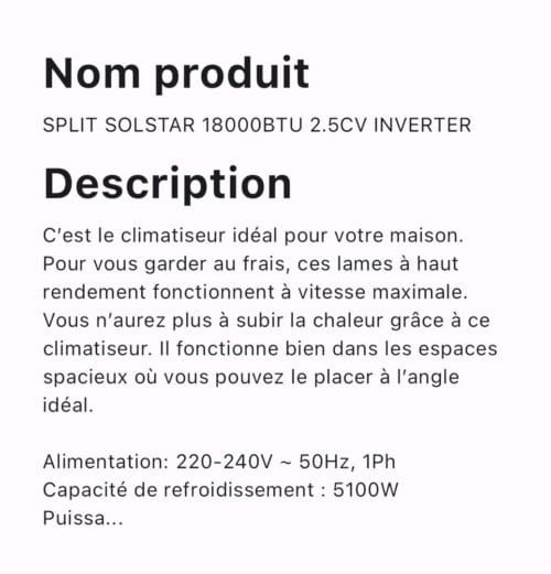 SPLIT SOLSTAR 18000BTU 2.5CV INVERTER – Image 2