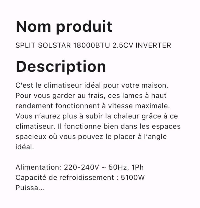 SPLIT SOLSTAR 18000BTU 2.5CV INVERTER – Image 2