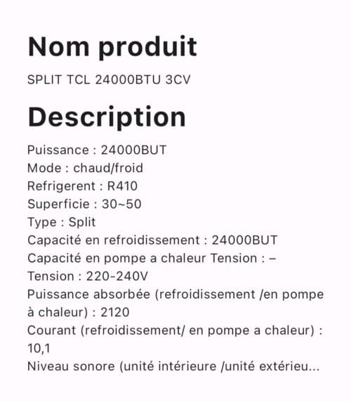 SPLIT TCL 24000BTU 3CV – Image 2