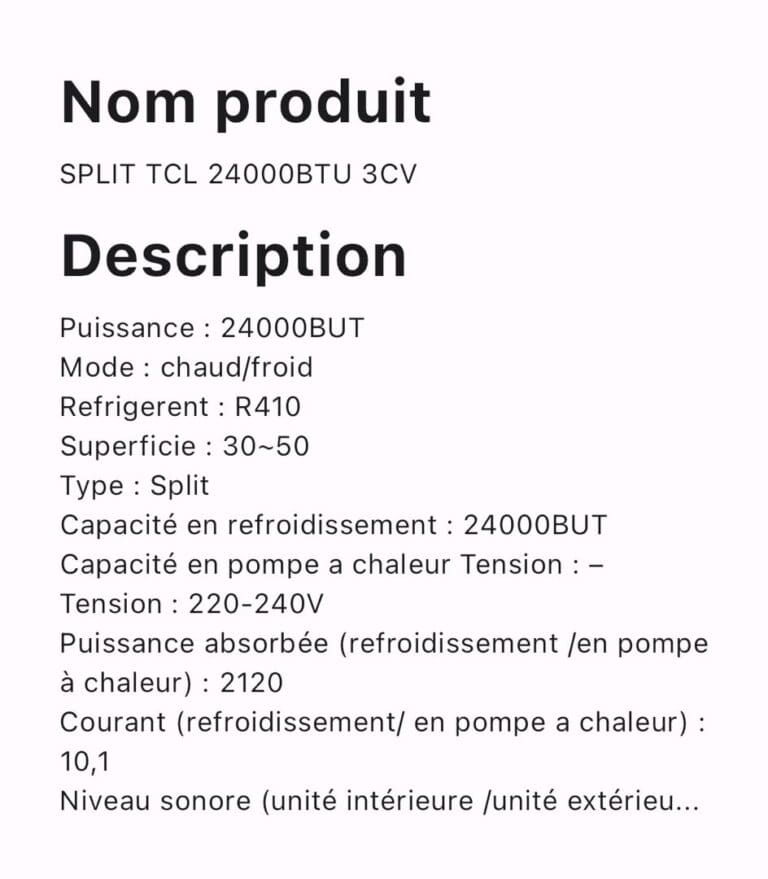 SPLIT TCL 24000BTU 3CV – Image 2