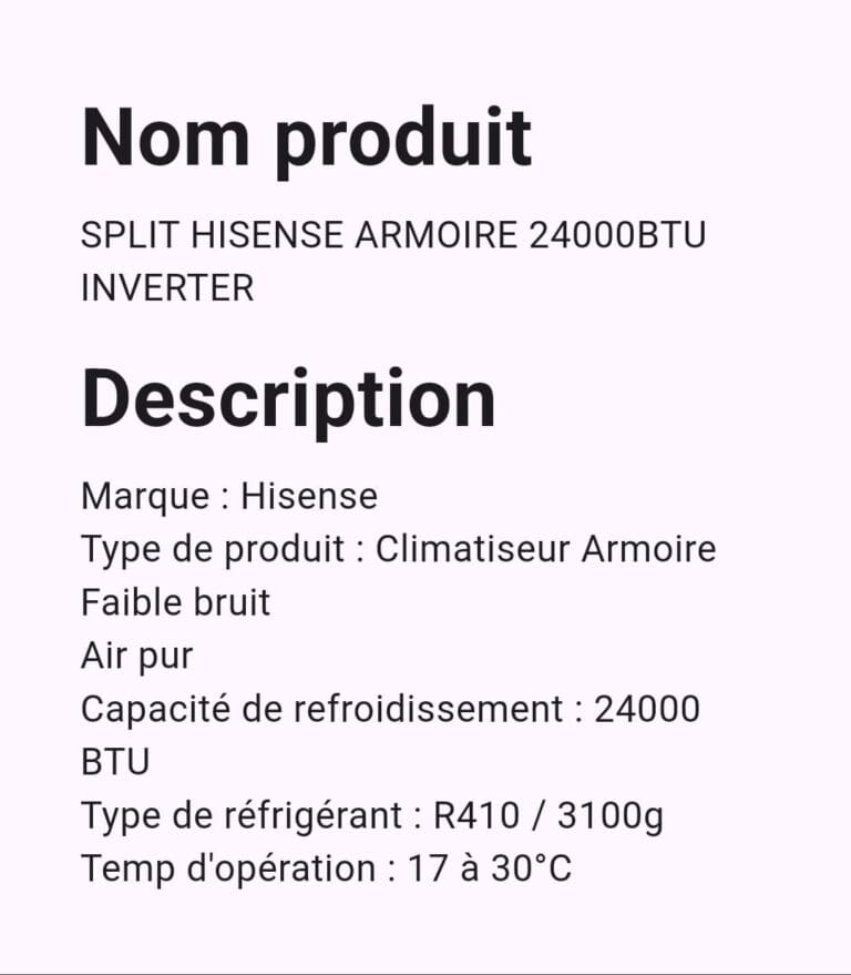 SPLIT HISENSE ARMOIRE 24000 BTU INVERTER – Image 2