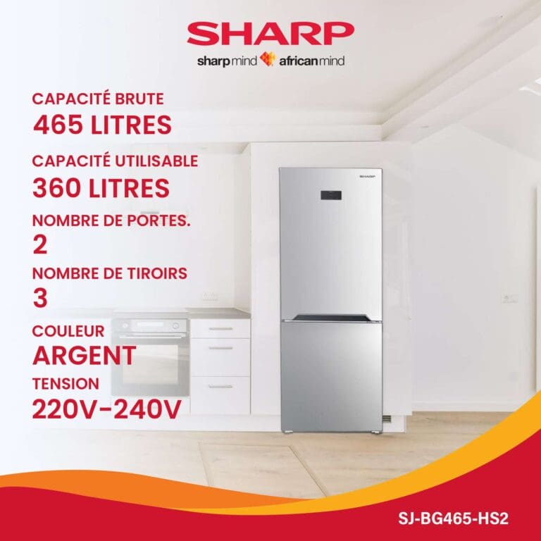 REFRIGERATEUR SHARP COMBINÉ SJ-BG465-HS2 (NON FROST/INOX/3T) – Image 2