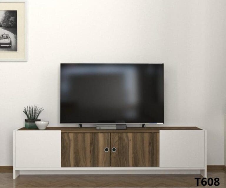 TABLE TELEVISEUR BONNEL STAND WHITE WALNUT T608