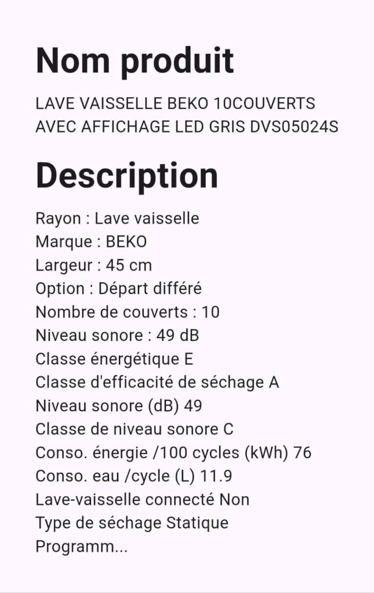 lave vaisselle beko 10 couverts AVEC AFFICHAGE LED GRIS DVS05024S – Image 5