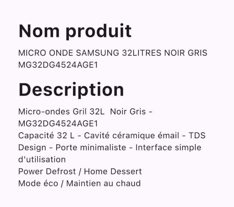 MICRO ONDES SAMSUNG 32 LITRES NOIR GRIS MG32DG4524AGE1 – Image 4