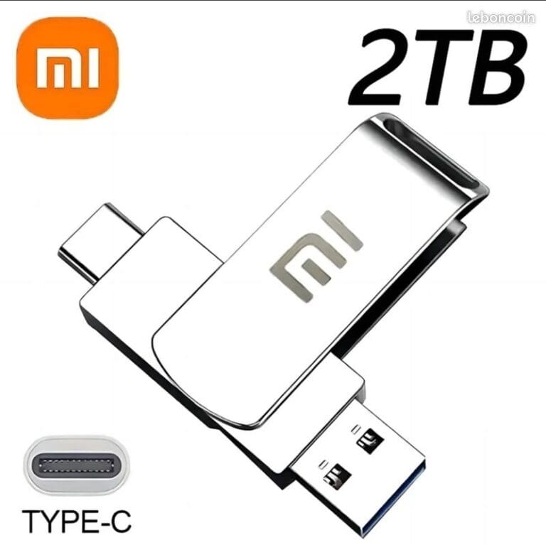 Xiaomi 2TO Clé USB 3.0 portable en métal haute vitesse, mémoire étanche 2TO