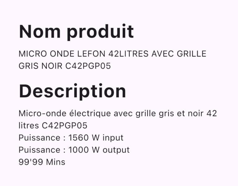 MICRO ONDE LEFON 42LITRES AVEC GRILLE GRIS NOIR C42PGP05 – Image 2