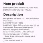 REFRIGERATEUR LG 1PORTE 313LITRES DISTRIBUTEUR D’EAU GC-F411ELDM – Image 2