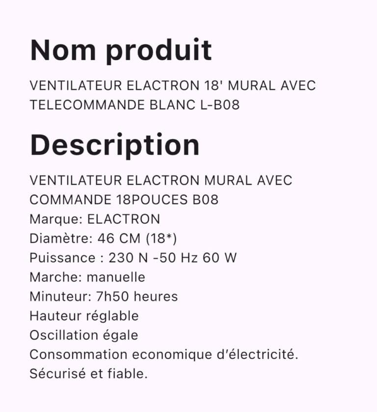 VENTILATEUR ELACTRON MURAL AVEC COMMANDE 18POUCES BLANC B08 – Image 2